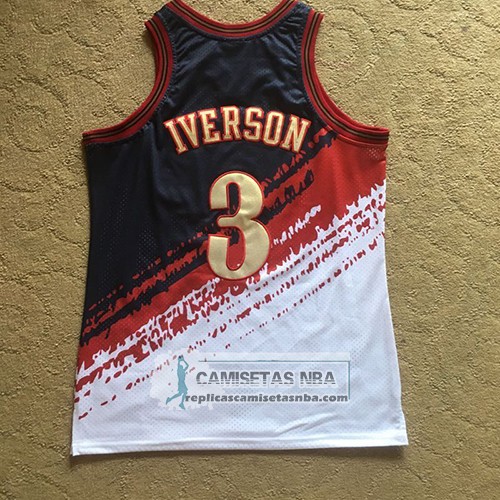 Camiseta Philadelphia 76ers Allen Iverson Mitchell & Ness Negro Rojo